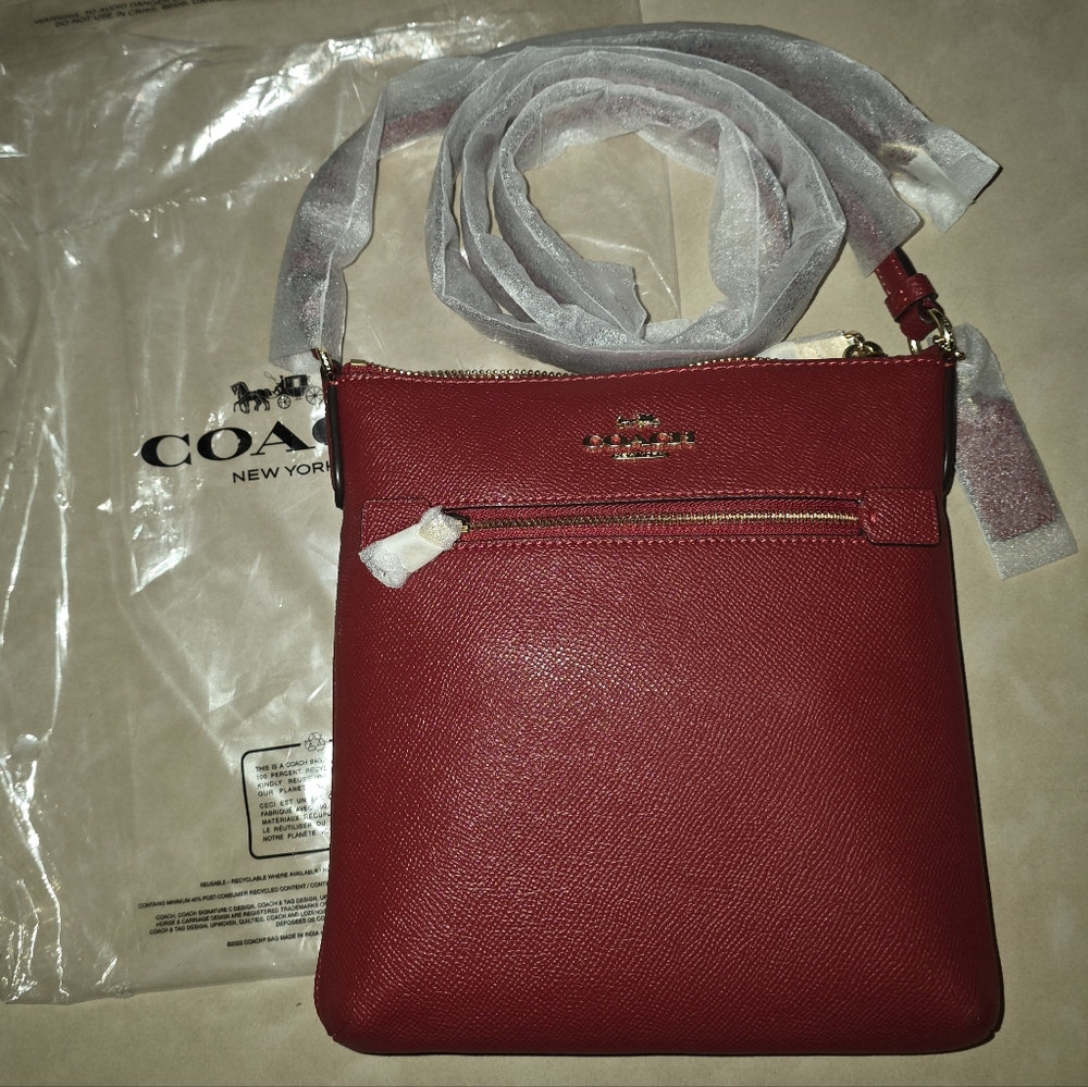 Coach Mini Rowan File Bag Red NWT